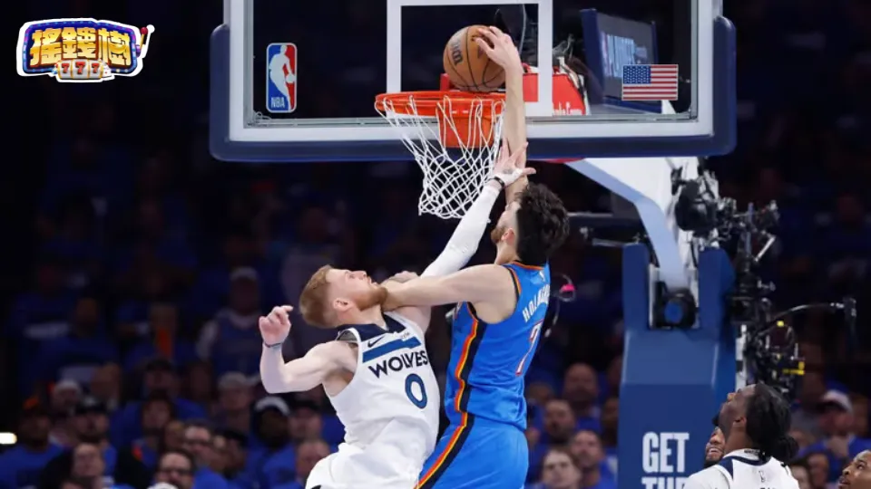 雷霆Chet Holmgren灌籃灰狼嘗試封阻,NBA西決G2焦點對決精采畫面